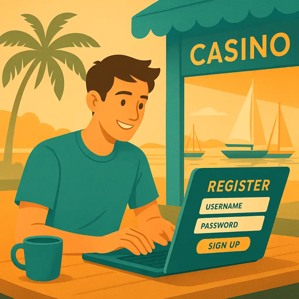 New player registering a MySpinGo account on a laptop